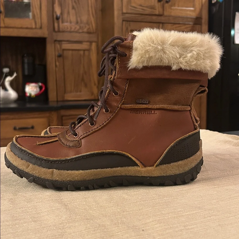 Merrell Tremblant Mid Polar WP Winter Brown‎ Leather Women's Boots size 7